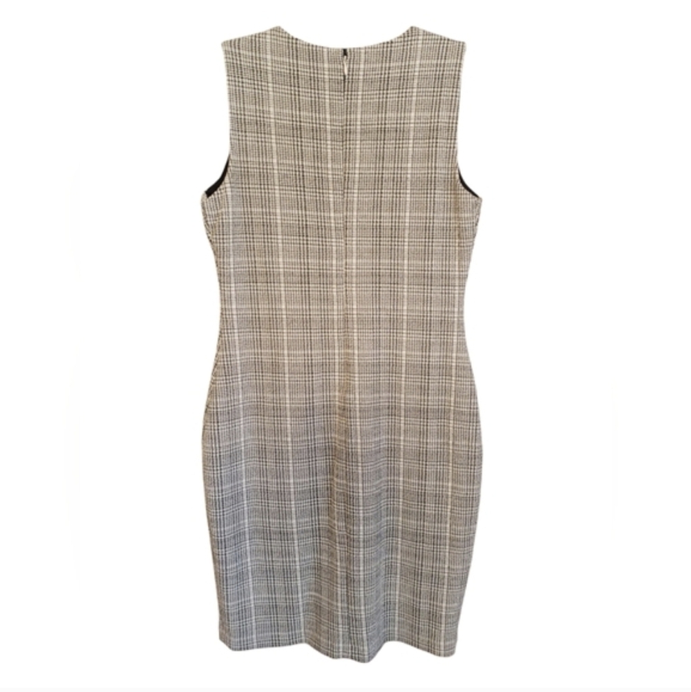 Calvin Klein Black and White Houndstooth Sleeveless Dress Size 6 - Picture 3 of 4